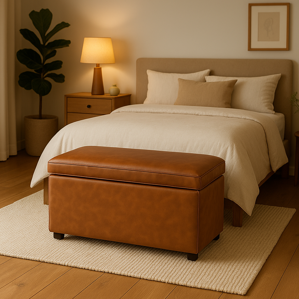 Theo Leather Storage Ottoman
