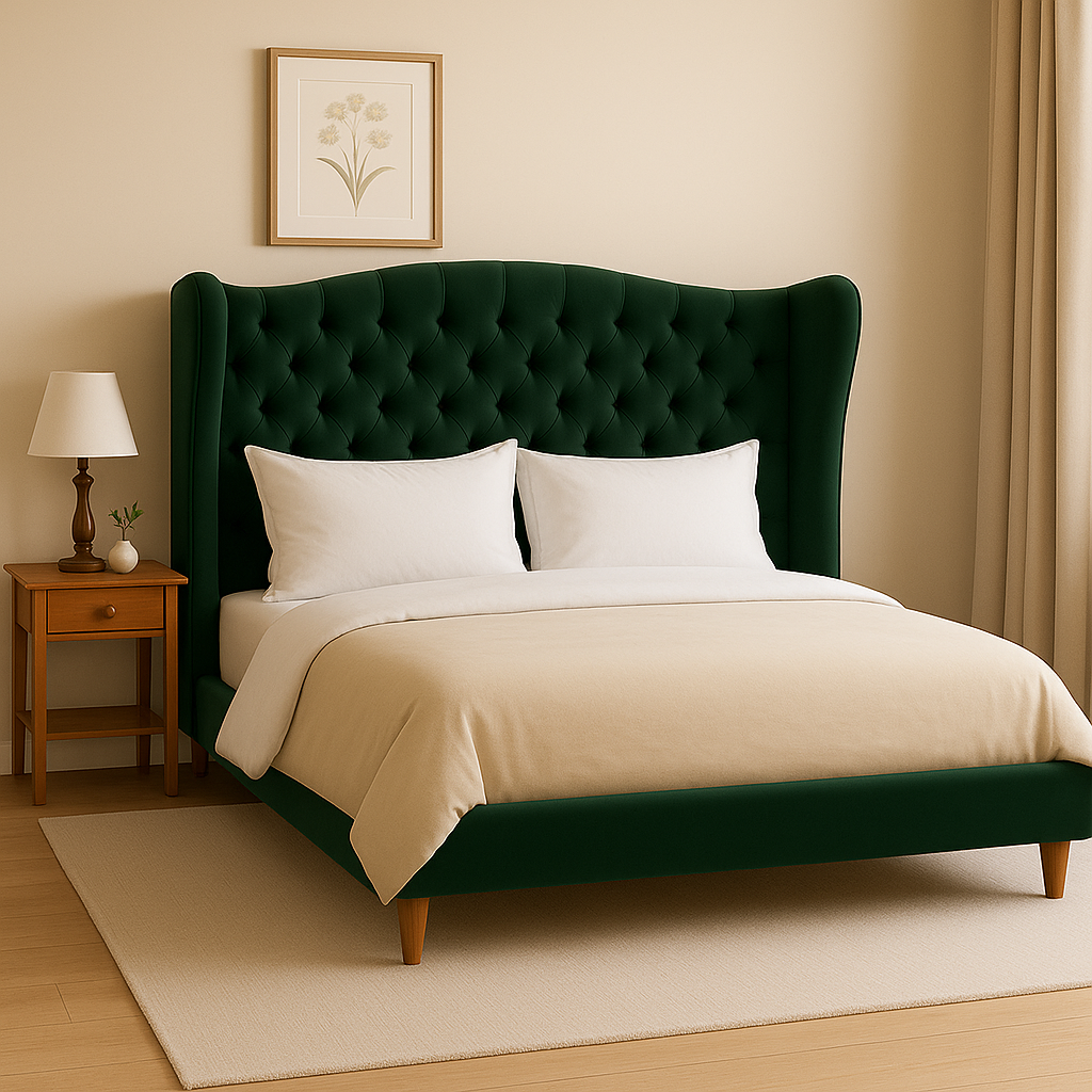 Harper Tufted Wingback Bed